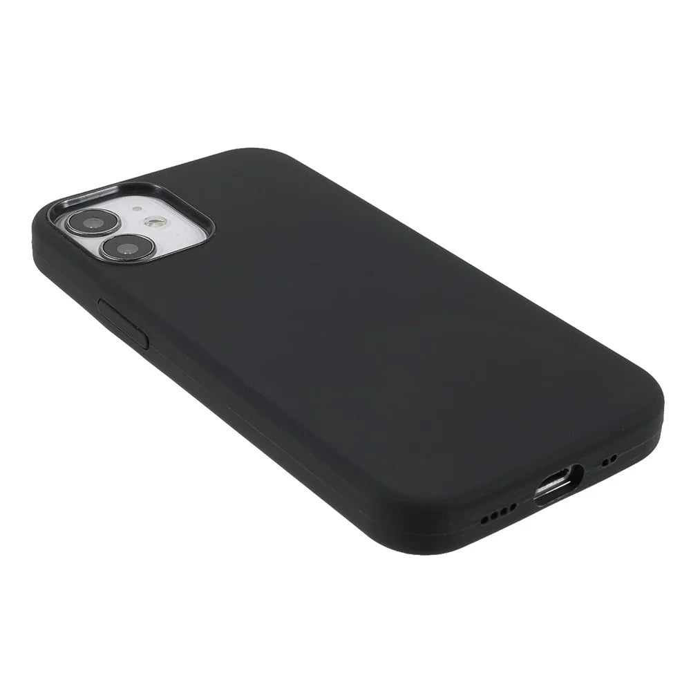 Solid Silicone Slim Microfiber Lining Cushion Texture Cover for iPhone 12 mini 5.4 inch - Black - 4
