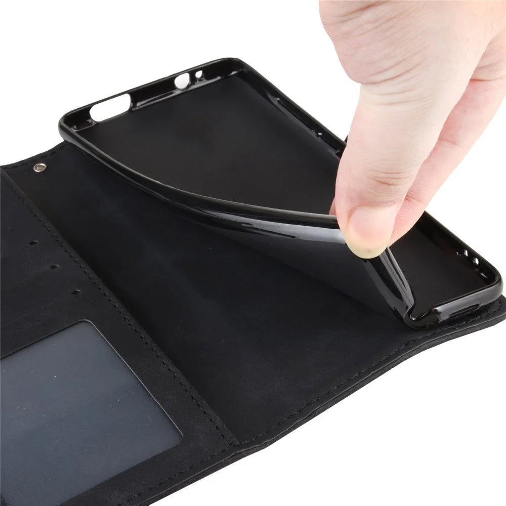 Multiple Card Slot Wallet Design Full Protection Leather Phone Cover with Stand for iPhone 13 6.1 inch - Black - 7