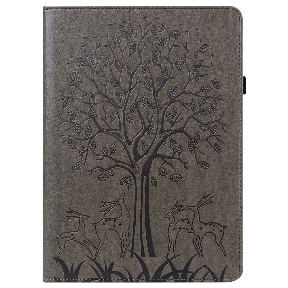 Shock-Proof Tree and Deer Pattern Imprinting Delicate Leather Stand Tablet Cover for iPad 10.2 (2021)/(2020)/(2019) - Grey - 3