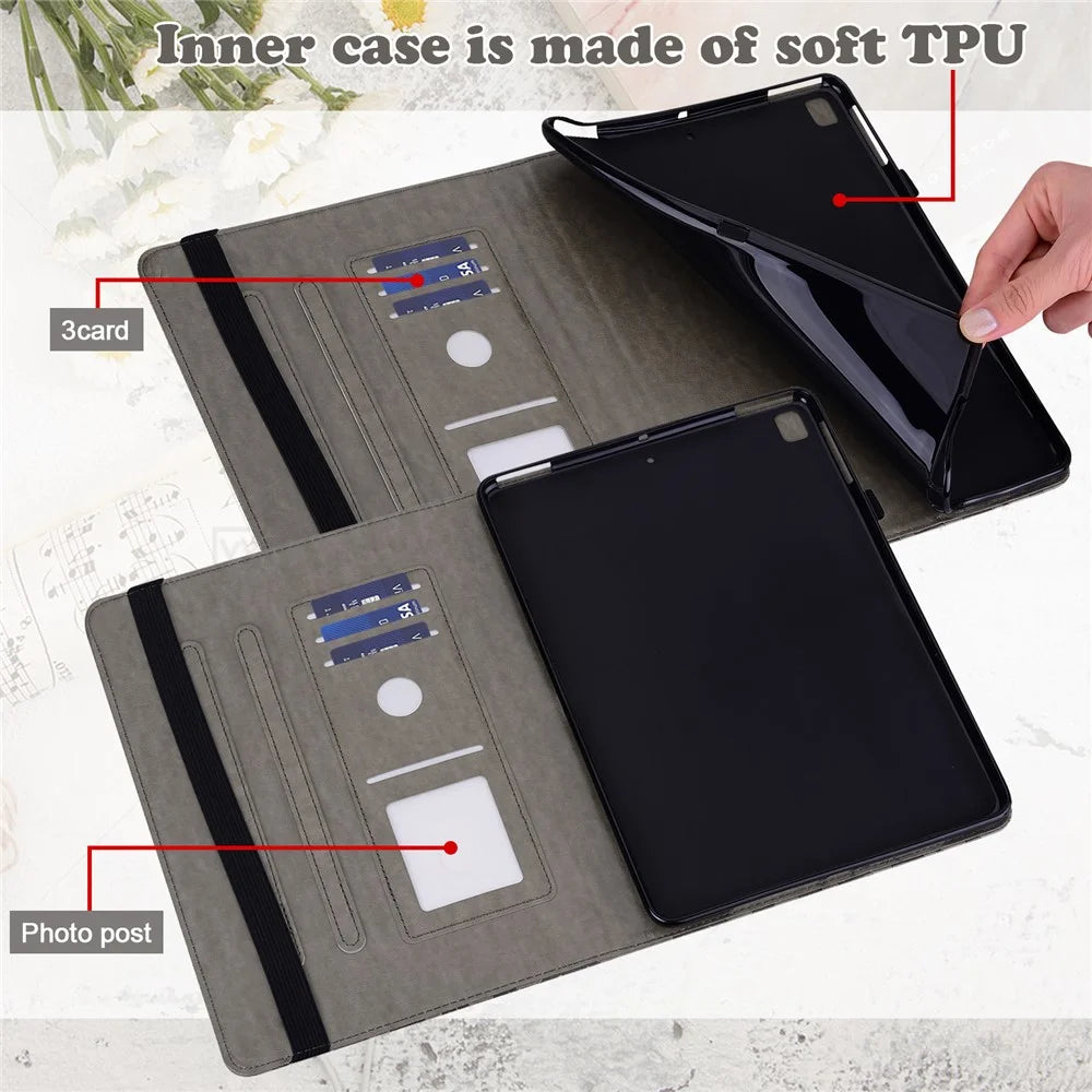Shock-Proof Tree and Deer Pattern Imprinting Delicate Leather Stand Tablet Cover for iPad 10.2 (2021)/(2020)/(2019) - Grey - 5