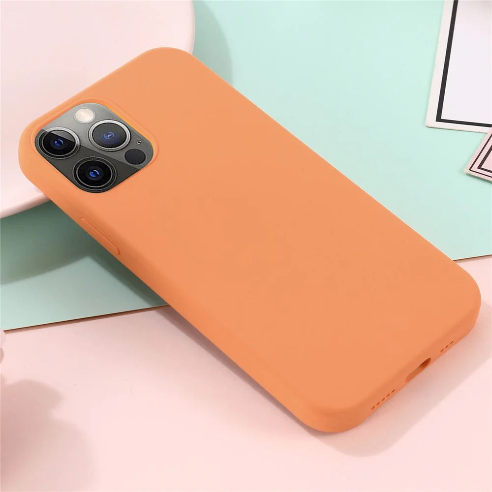 Magnetic Absorption Soft Liquid Silicone Case Compatible with MagSafe Charging Phone Cover for iPhone 13 Pro 6.1 inch - Orange - 6