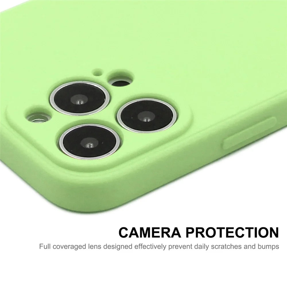ENKAY HAT PRINCE Wear-Resistant Anti-Fall Solid Color Precise Hole Opening Liquid Silicone Phone Cover Case for iPhone 13 6.1 inch - Light Green - 2