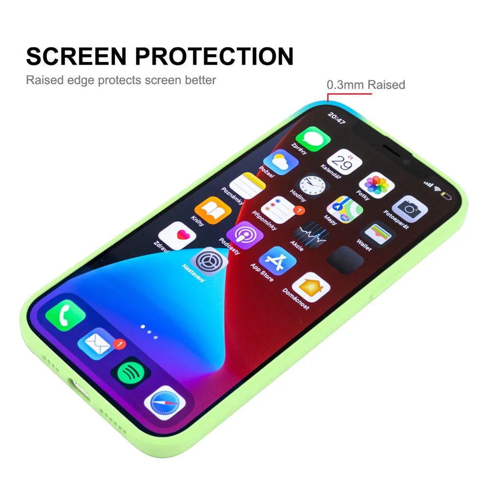 ENKAY HAT PRINCE Wear-Resistant Anti-Fall Solid Color Precise Hole Opening Liquid Silicone Phone Cover Case for iPhone 13 6.1 inch - Light Green - 5