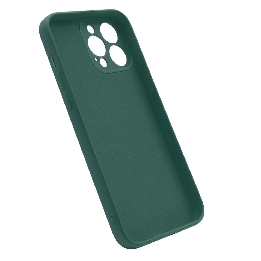 ENKAY HAT PRINCE Smooth Touch Flexible Liquid Silicone Straight Edging Phone Cover + Full Coverage Tempered Glass Silk Print Full Glue Protector Set for iPhone 13 Pro Max 6.7 inch - Dark Green - 7