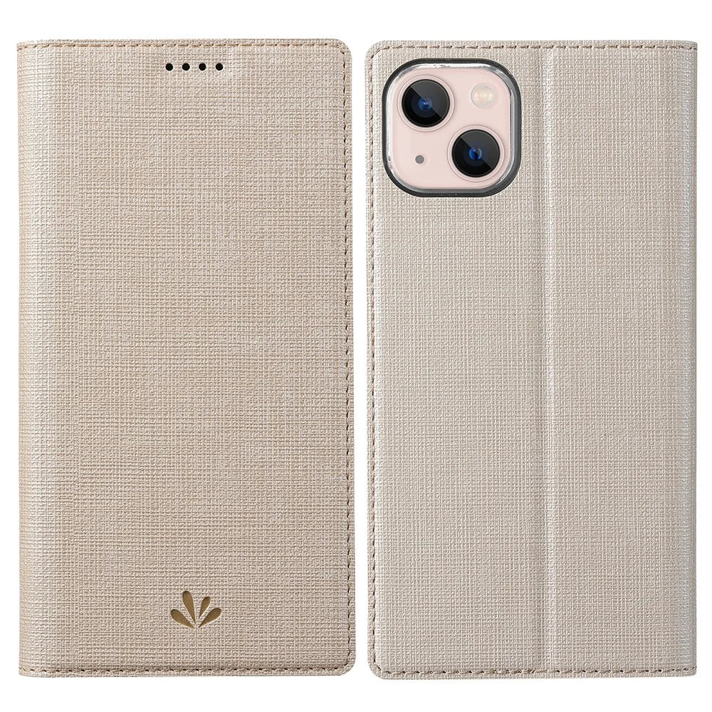 VILI DMX Series Automatic Absorption Drop-Resistant Leather Protector Stand Cover with Single Card Slot for iPhone 13 mini 5.4 inch - Khaki - 1