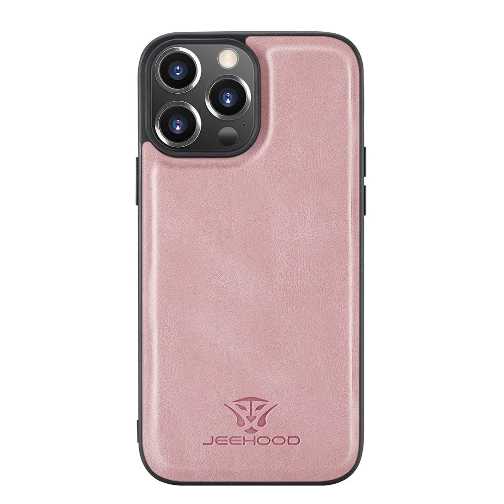 JEEHOOD Detachable 2-in-1 Phone Case Kickstand Wallet Magnetic Design Leather Coated TPU Phone Cover for iPhone 13 6.1 inch - Rose Gold - 2