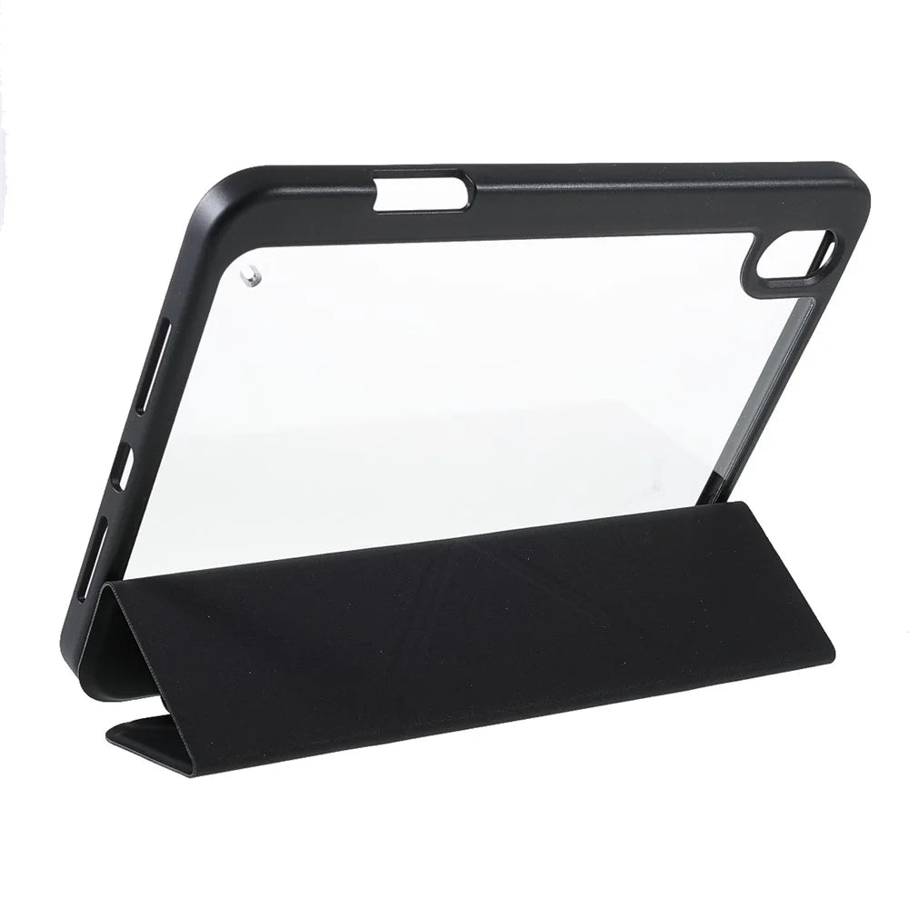 Quality Tablet Case Auto Wake / Sleep Origami Stand Acrylic + PU Leather Tablet Cover Shell for iPad mini (2024) / mini (2021) - Black - 7