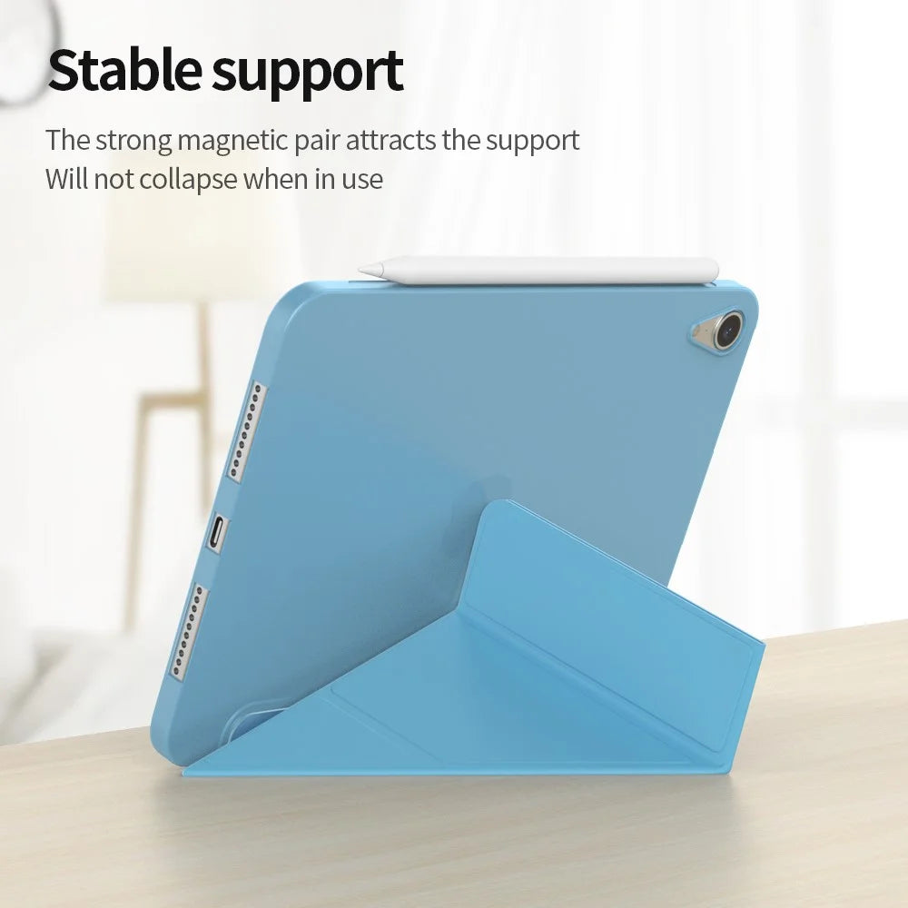 Magnetic Absorption Origami Smart TPU + PU Leather Case Tablet Cover for iPad mini (2024) / mini (2021) - Midnight Green - 5
