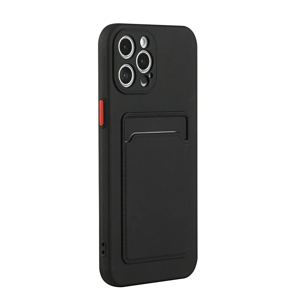 Soft TPU Phone Back Case Cover with Single Card Slot for iPhone 13 Pro 6.1 inch - Black - 3