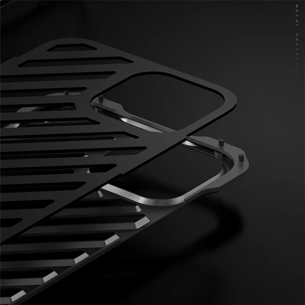 R-JUST RJ-50 Hollow Design Scratch-proof Frame Aluminum Alloy Metal Phone Shell with Lens Protector for iPhone 13 Pro 6.1 inch - 5