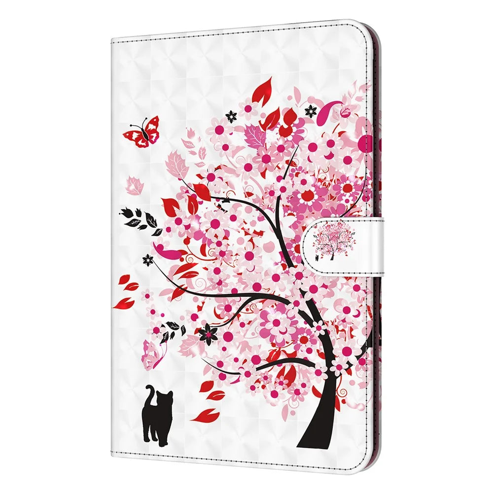 Pattern Printing Full Protection PU Leather Wallet Stand Tablet Case Cover for iPad mini (2024) / mini (2021) - Wish Tree - 2