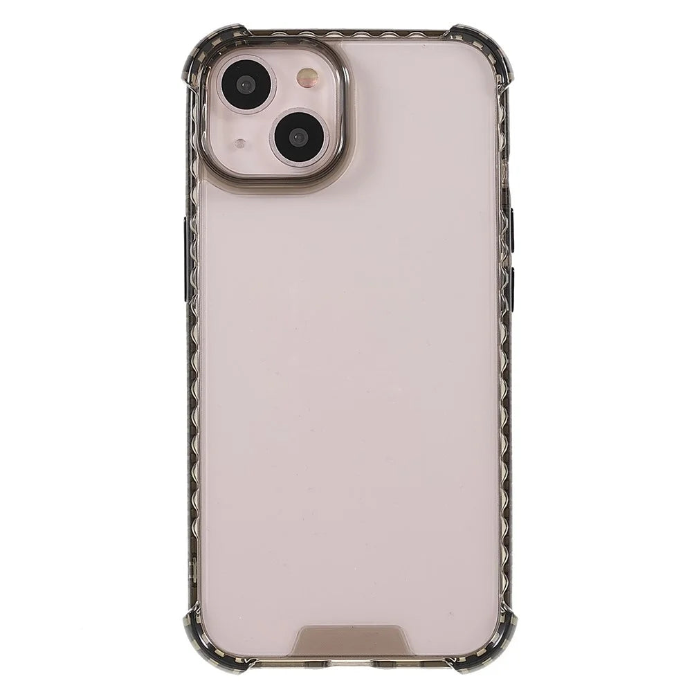 Drop-Resistant Glossy Crystal Clear Acrylic + TPU Phone Cover Case for iPhone 13 6.1 inch - Black - 2
