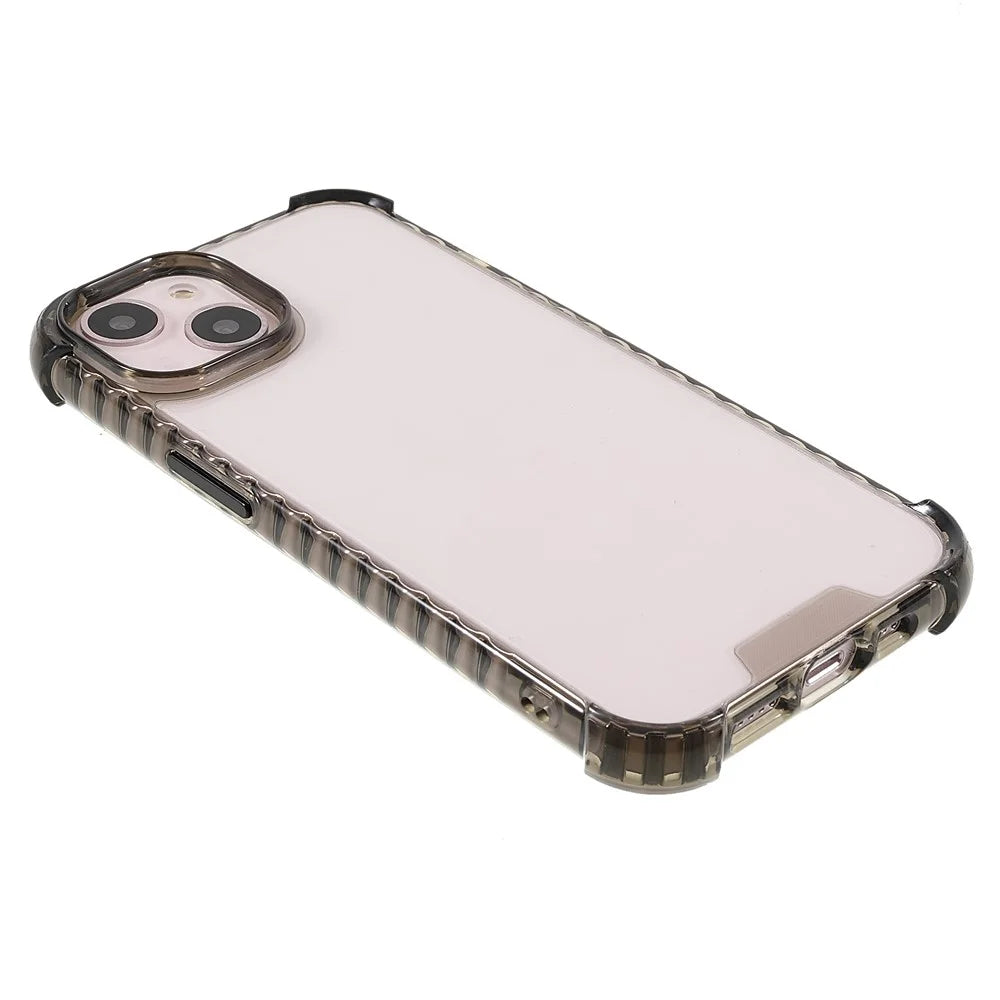 Drop-Resistant Glossy Crystal Clear Acrylic + TPU Phone Cover Case for iPhone 13 6.1 inch - Black - 4