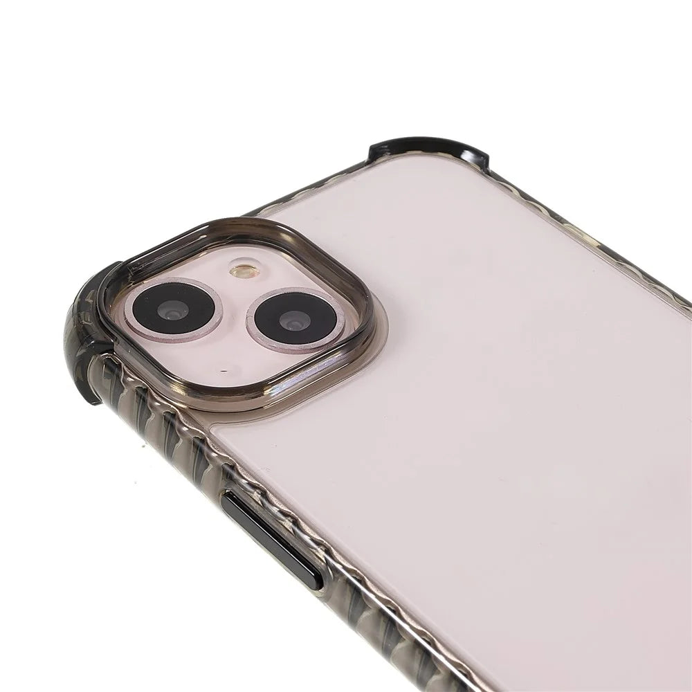 Drop-Resistant Glossy Crystal Clear Acrylic + TPU Phone Cover Case for iPhone 13 6.1 inch - Black - 6