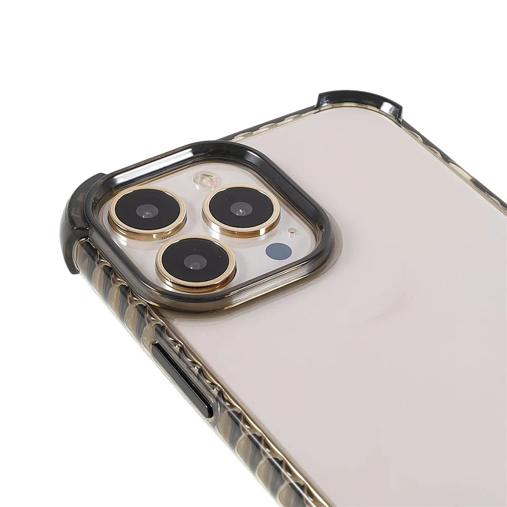 Enhanced Four Corners Crystal Clear Acrylic + TPU Phone Cover Case for iPhone 13 Pro 6.1 inch - Black - 6