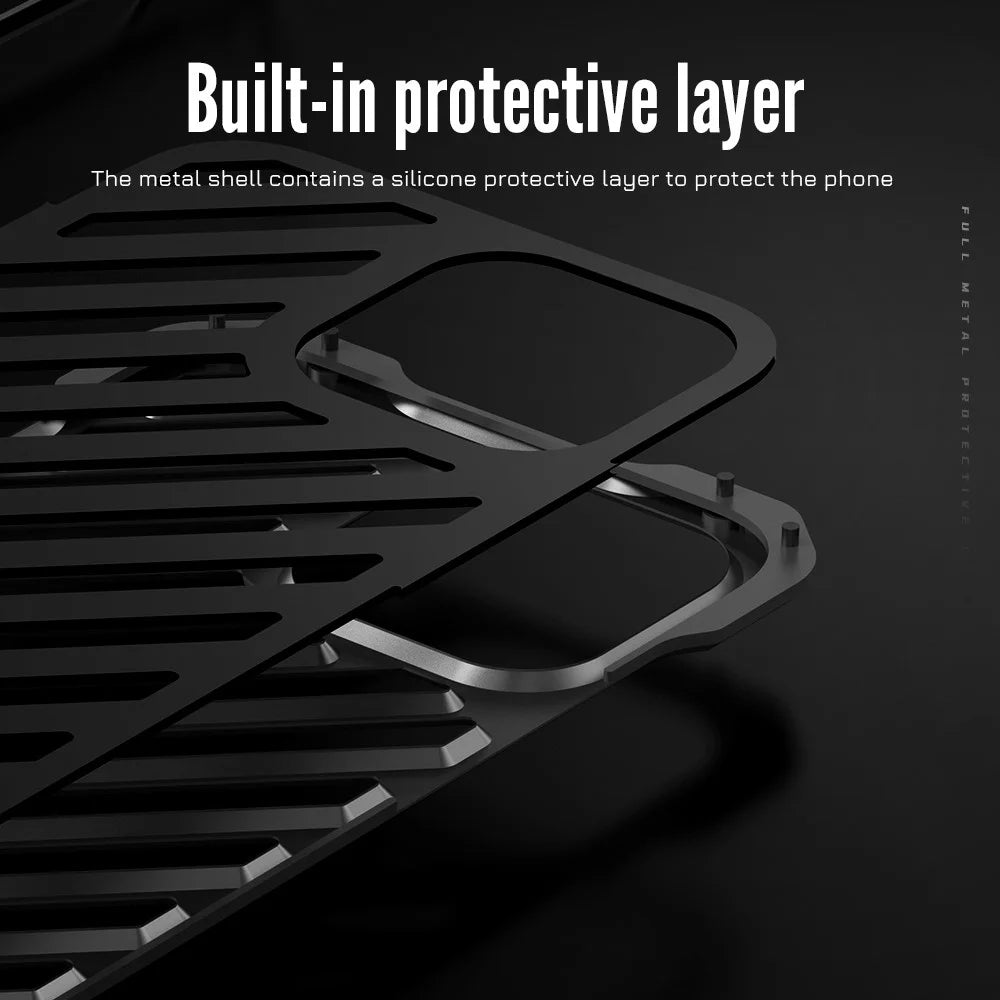 R-JUST RJ-50 Aluminum Alloy Metal Frame Shockproof Hollow Well-protected Case with Lens Protector for iPhone 12 Pro 6.1 inch - 3