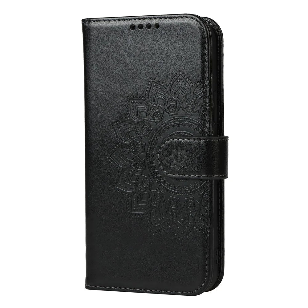 Pattern Imprinting Felled Seam Design R61 Texture PU Leather Wallet Phone Cover Shell for iPhone 13 mini 5.4 inch - Black - 2