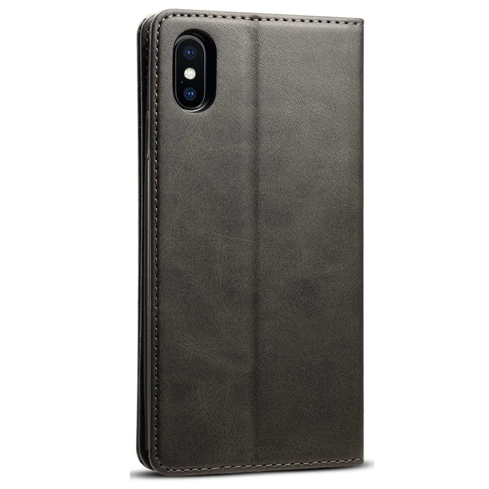 SUTENI Textured Surface Folio Flip Protective Case Wallet Magnetic Automatic Closing Leather Cover with Stand for iPhone XS Max 6.5 inch - Black - 3