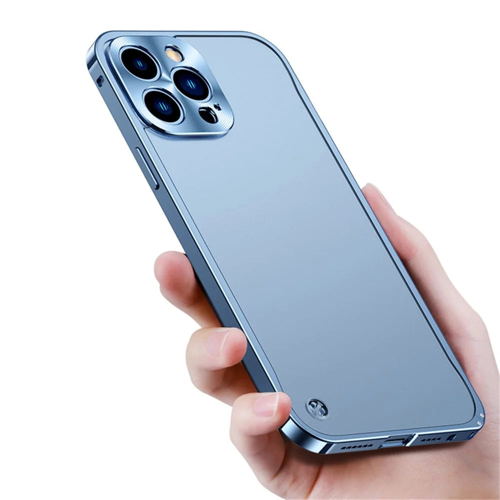 For iPhone 13 Pro Max 6.7 inch Matte Mobile Phone PC + Metal Hybrid Case Protective Shell - Black - 2