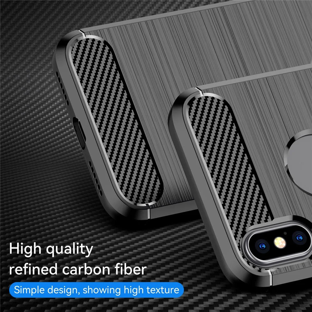 1.8mm Brushed Surface TPU Back Case Carbon Fiber Texture Fall-Resistant Phone Protective Cover for iPhone X/XS 5.8 inch - Black - 2