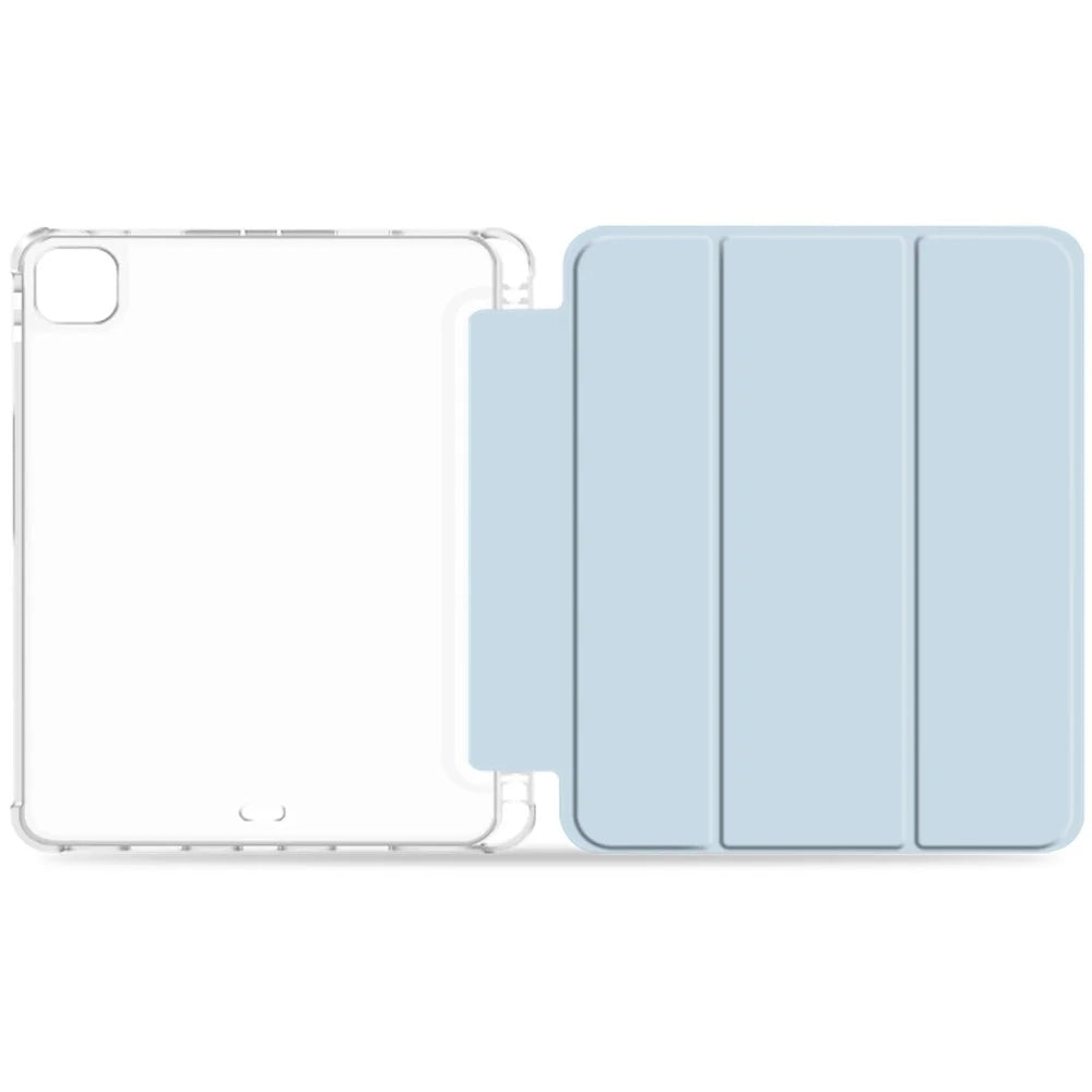 Anti-drop Trifold Stand Protective Cover Shockproof Transparent Tablet Case with Pencil Holder for iPad Pro 12.9-inch (2021) - Blue - 7