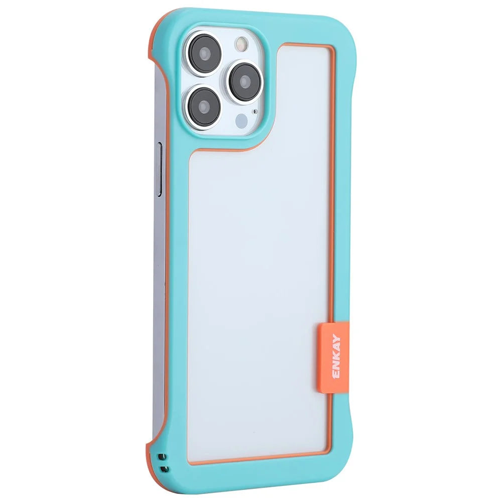 ENKAY HAT PRINCE Slim Phone Case with 9H Tempered Glass Screen Protector for iPhone 13 Pro Max 6.7 inch Heat Dissipation Frameless Phone Shell Scratch-Resistance Protective Cover - Blue - 2