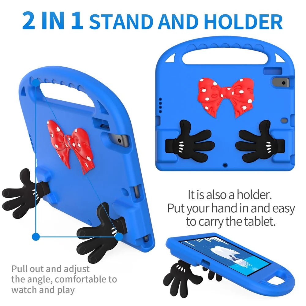 Mini Palm Shape Kickstand EVA Case for iPad 10.2 (2021) / (2020) / (2019), Hand Grip Impact-Resistant Tablet Shell - Blue - 2