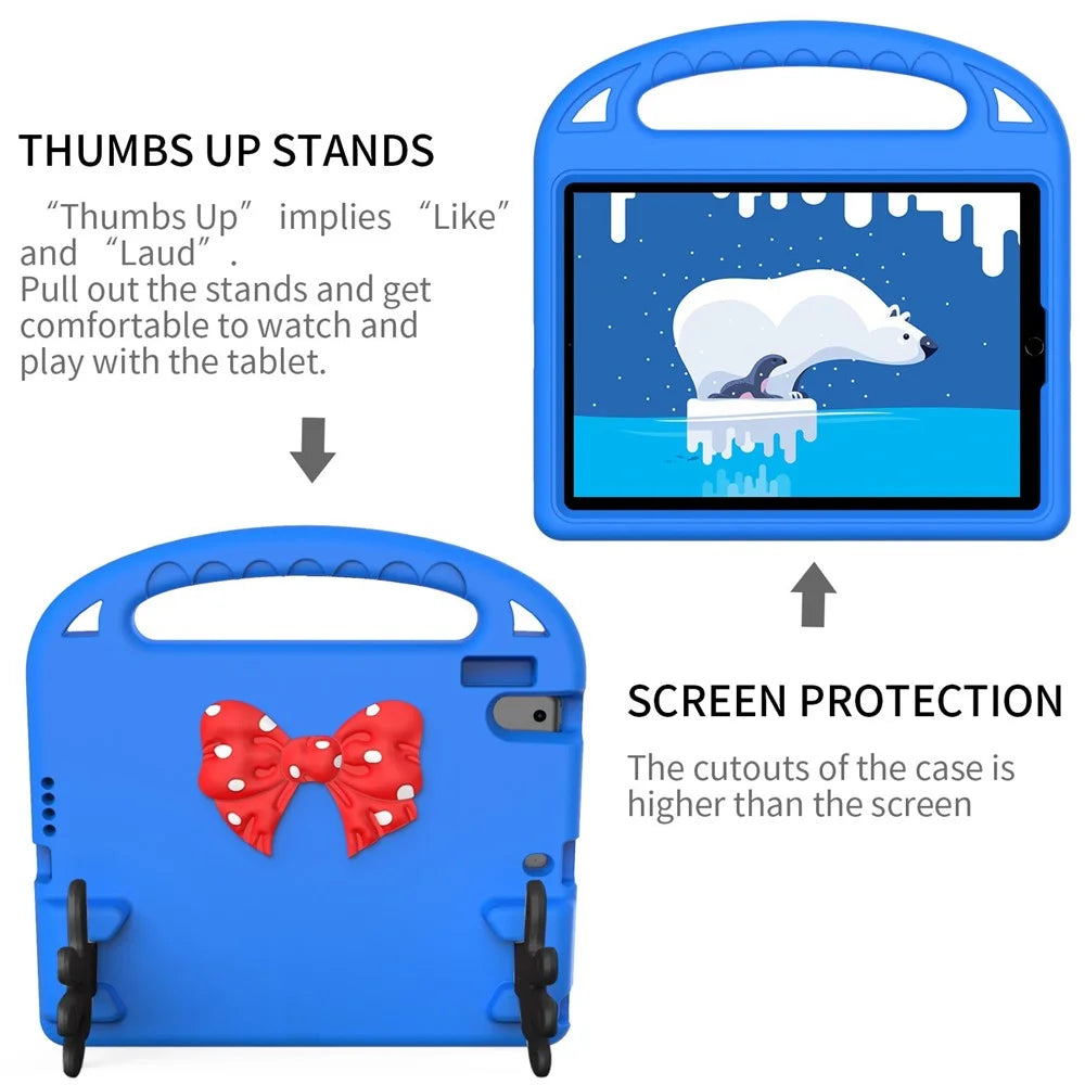 Mini Palm Shape Kickstand EVA Case for iPad 10.2 (2021) / (2020) / (2019), Hand Grip Impact-Resistant Tablet Shell - Blue - 3