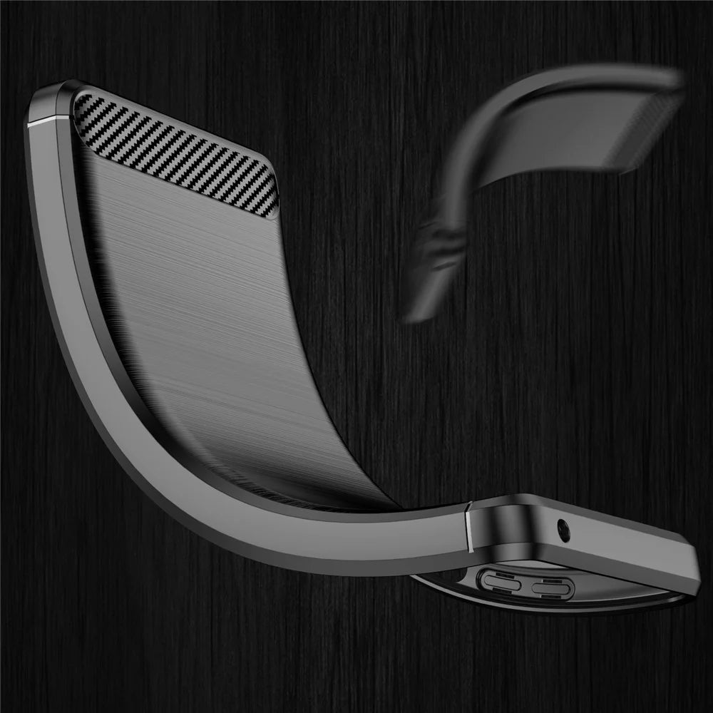 For iPhone SE 2022/SE 2020 Carbon Fiber Texture Brushed Surface 1.8mm TPU Phone Case Shell - Black - 3