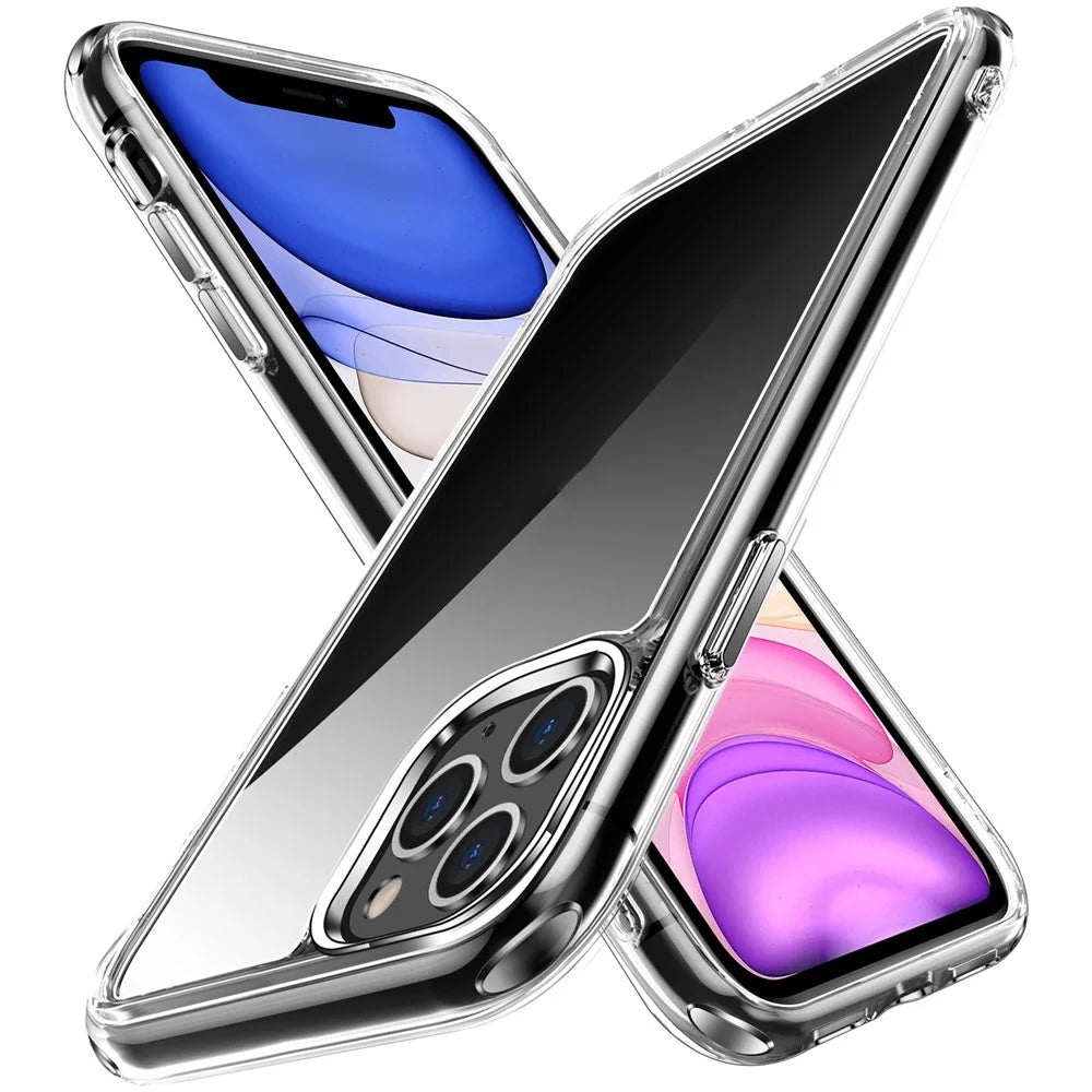 Crystal Clear TPU + PC Hybrid Phone Cover for iPhone 11 Pro Max 6.5 Inch, Electroplating High Transparency Mobile Phone Accessory - 1