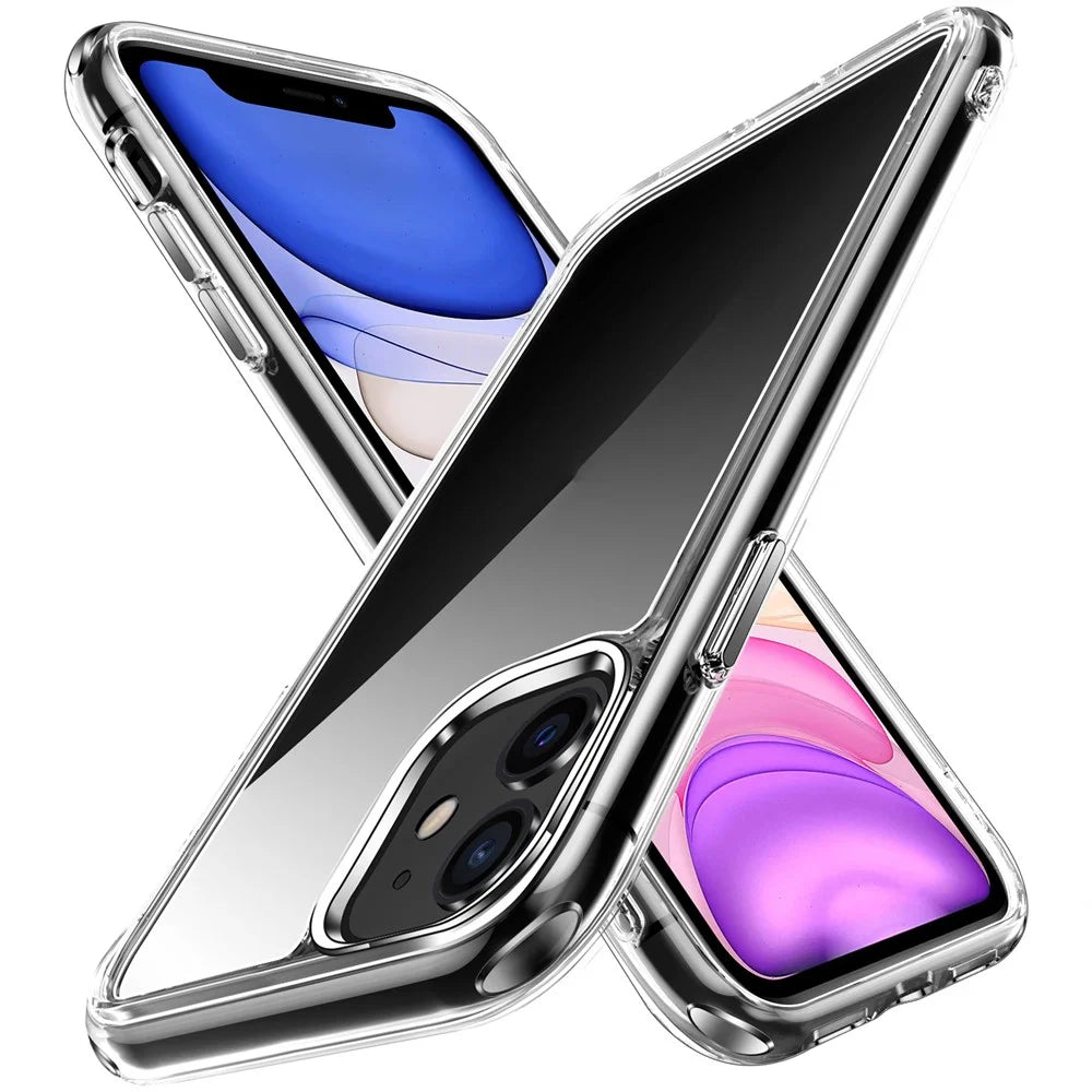Electroplating Crystal Clear TPU + PC Hybrid Phone Cover for iPhone 11 6.1 Inch, Anti-Yellowing Mobile Phone Accessory - 1