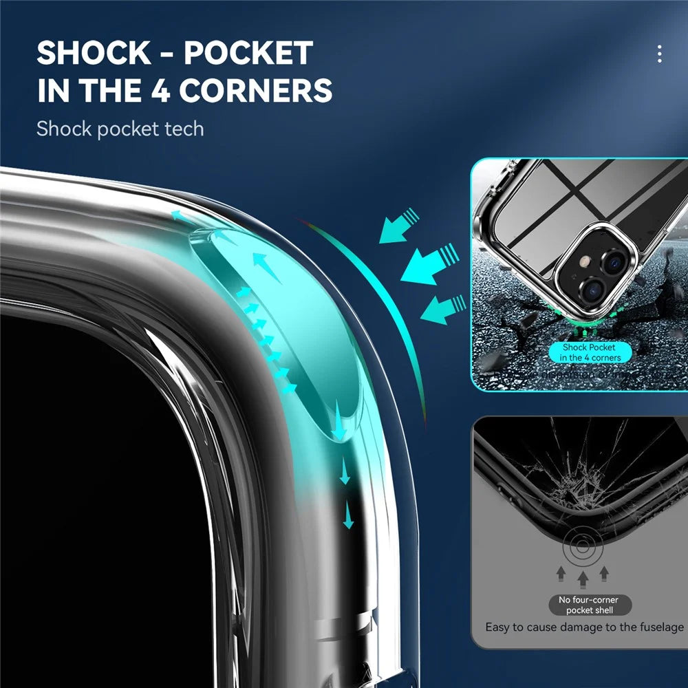 Electroplating Crystal Clear TPU + PC Hybrid Phone Cover for iPhone 11 6.1 Inch, Anti-Yellowing Mobile Phone Accessory - 4