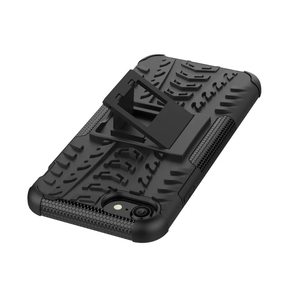 Cool Tyre PC + TPU Hybrid Case for iPhone SE (2020)/SE (2022)/8/7 4.7 inch- with Kickstand - Black - 2