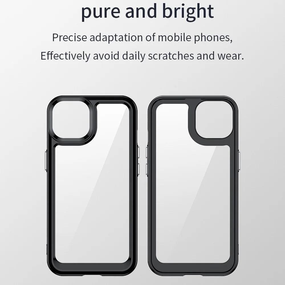 TPU + Acrylic Phone Case for iPhone 13 6.1 inch, Scratch-resistant Clear Cover with Independent PC Buttons - Black - 2