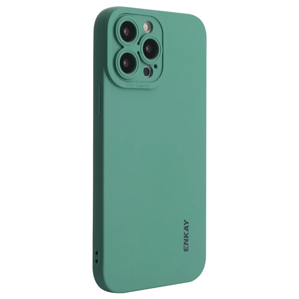 ENKAY HAT PRINCE Liquid Silicone Phone Case for iPhone 13 Pro 6.1 inch, Precise Cutout Camera Lens Protection Drop-proof Protective Cover - Green - 1