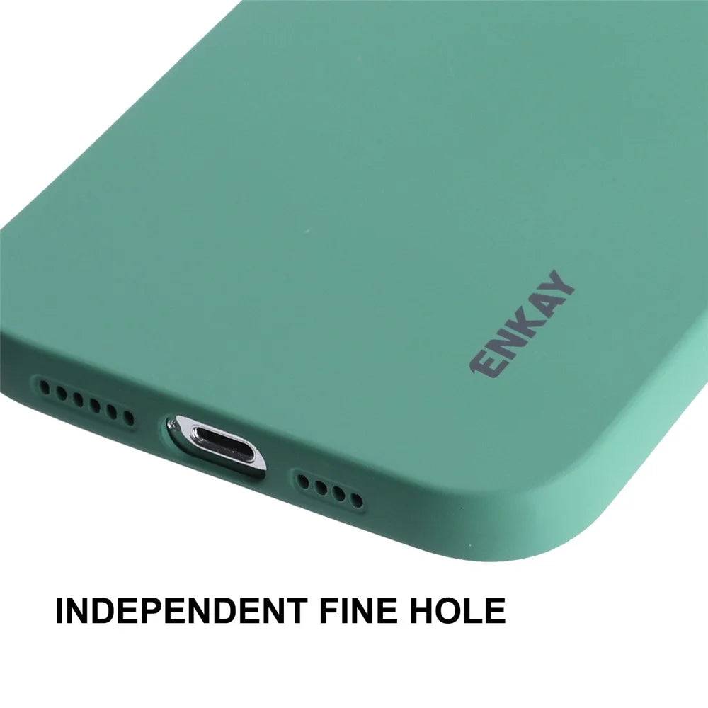 ENKAY HAT PRINCE Liquid Silicone Phone Case for iPhone 13 Pro 6.1 inch, Precise Cutout Camera Lens Protection Drop-proof Protective Cover - Green - 5
