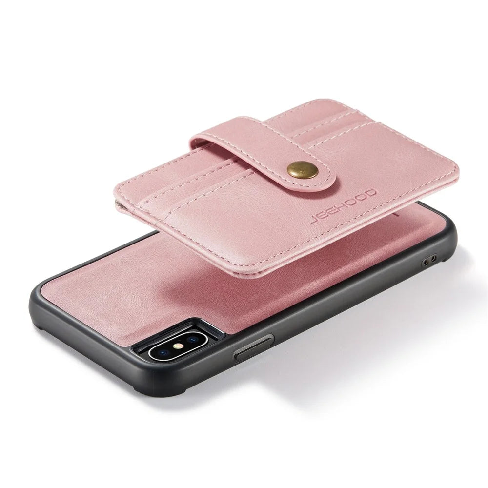 JEEHOOD Anti-Scratch Phone Case for iPhone XS Max 6.5 inch Shockproof Wallet Phone Cover Protector Support Wireless Charging/RFID Blocking - Pink - 3