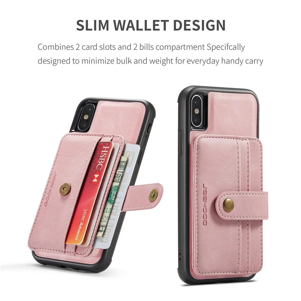 JEEHOOD Anti-Scratch Phone Case for iPhone XS Max 6.5 inch Shockproof Wallet Phone Cover Protector Support Wireless Charging/RFID Blocking - Pink - 7