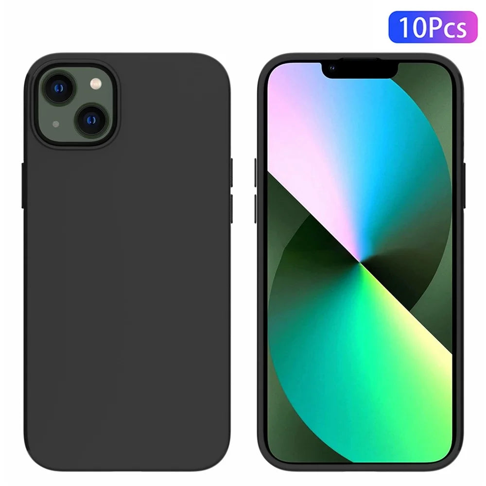 For iPhone 14 Plus 6.7 inch 10Pcs / Pack Dual-sided Matte Finish Soft TPU Phone Protective Case Drop-proof Cover - Black - 1