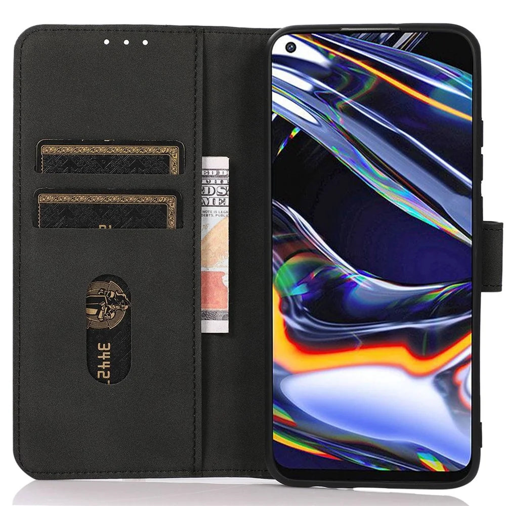 KHAZNEH For iPhone 14 6.1 inch Anti-drop Phone Cover Flip Stand Phone Wallet Case Textured PU Leather Magnetic Clasp Protective Cover Card Holder - Black - 2