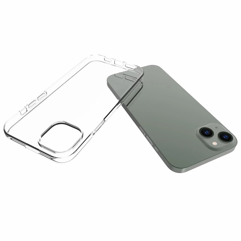 For iPhone 14 Plus 6.7 inch Transparent TPU Phone Case Watermark-free Texture Inside Soft Back Phone Cover - 4