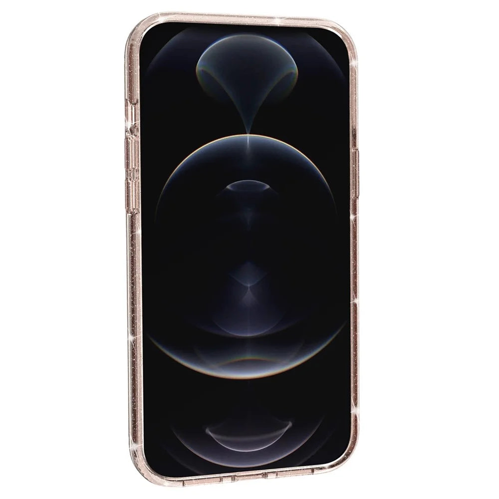 Glittery Powder Soft TPU Hard PC Case for iPhone 14 Plus 6.7 inch, Anti-scratch Protective Phone Cover - Gold - 3