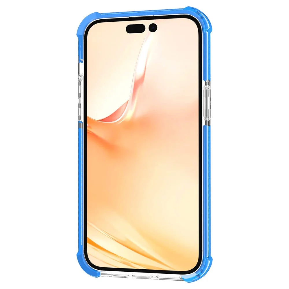 For iPhone 14 Plus Case Four Corners Anti Drop Clear TPU + TPE + PC Phone Cover - Transparent Blue - 4