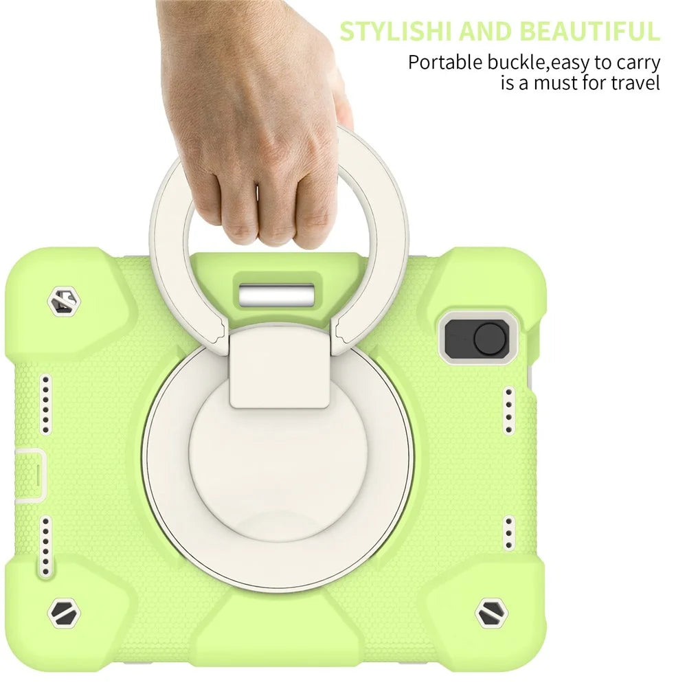 For iPad mini (2024) / mini (2021) Case Hard PC + Soft Silicone Shockproof Kickstand Cover with Pencil Holder and Shoulder Strap - Matcha Green - 7