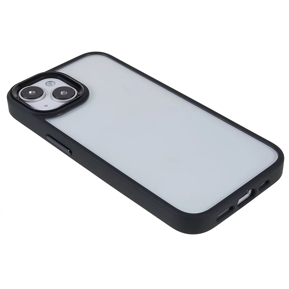 For iPhone 14 6.1 inch Shockproof PC + TPU Cover Metal Camera Lens Frame Metal Buttons Cell Phone Case - Black - 5