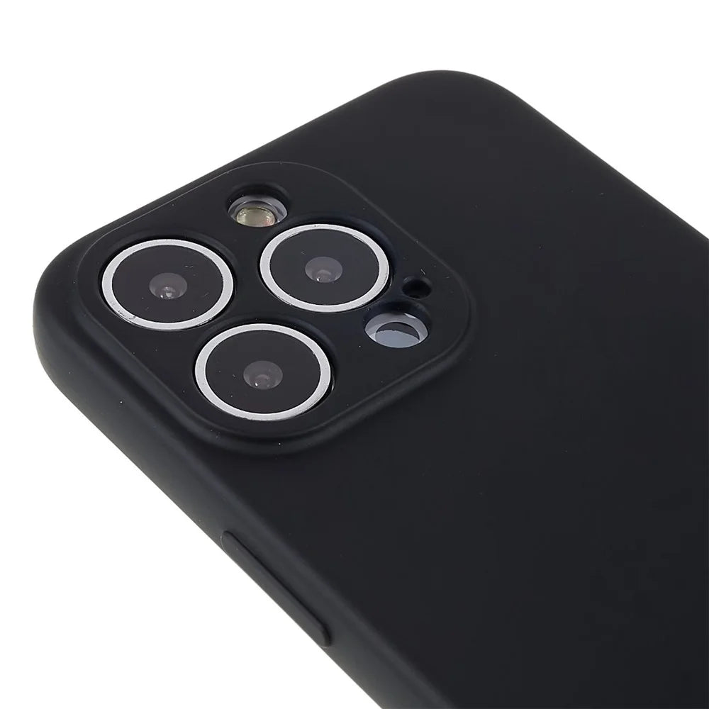 Liquid Series for iPhone 13 Pro 6.1 inch Magnetic Liquid Silicone Case Soft TPU Frame Microfiber Lining Anti-Scratch Cover - Black - 7