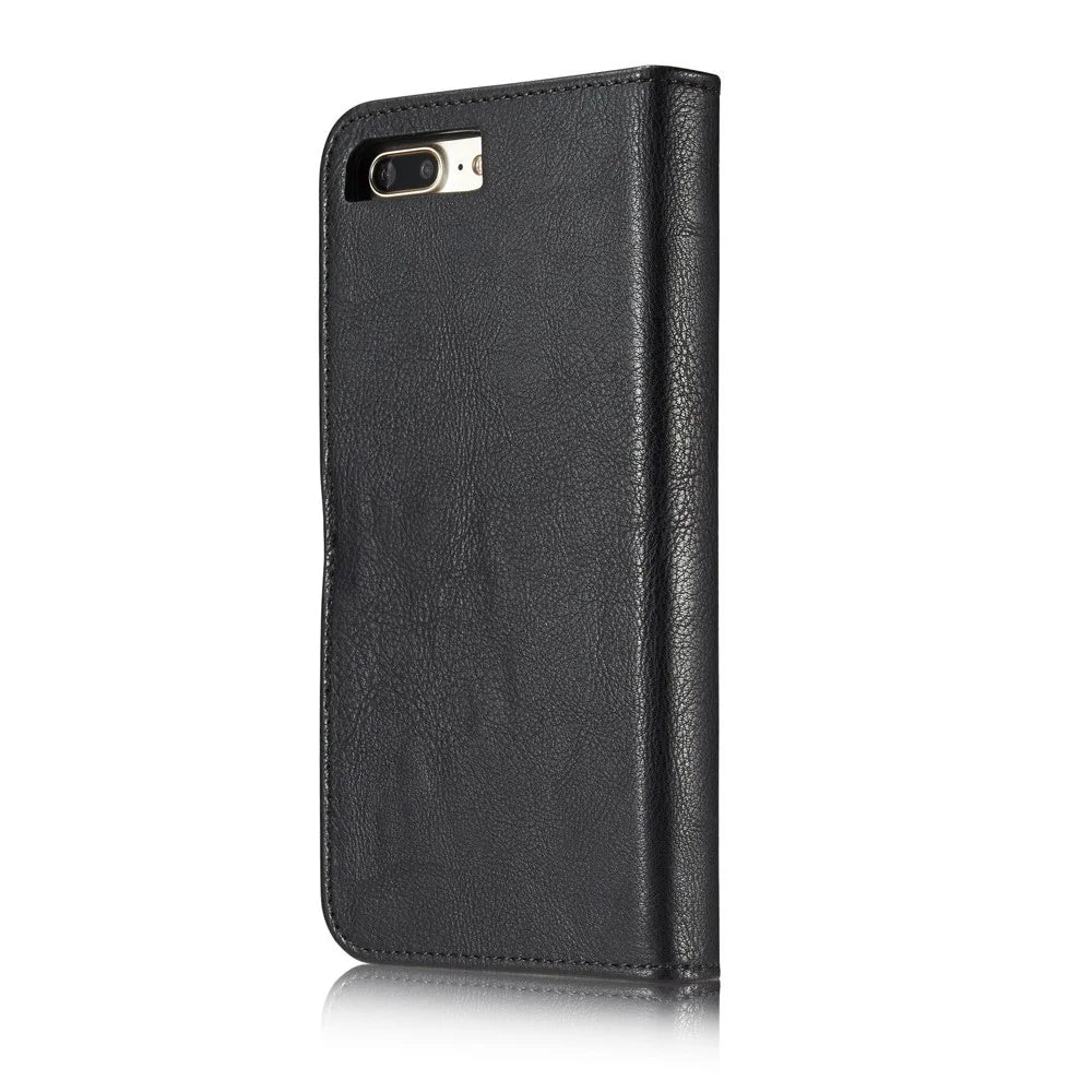 DG.MING For iPhone 7 Plus Anti-scratch Split Leather Wallet Case and Detachable PC Cover - Black - 4