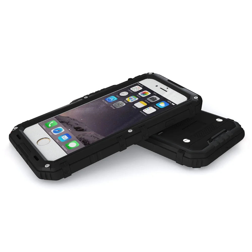 Waterproof Shockproof Dustproof Drop-resistant Phone Case for iPhone 7 (Silicone + Metal) - Black - 4