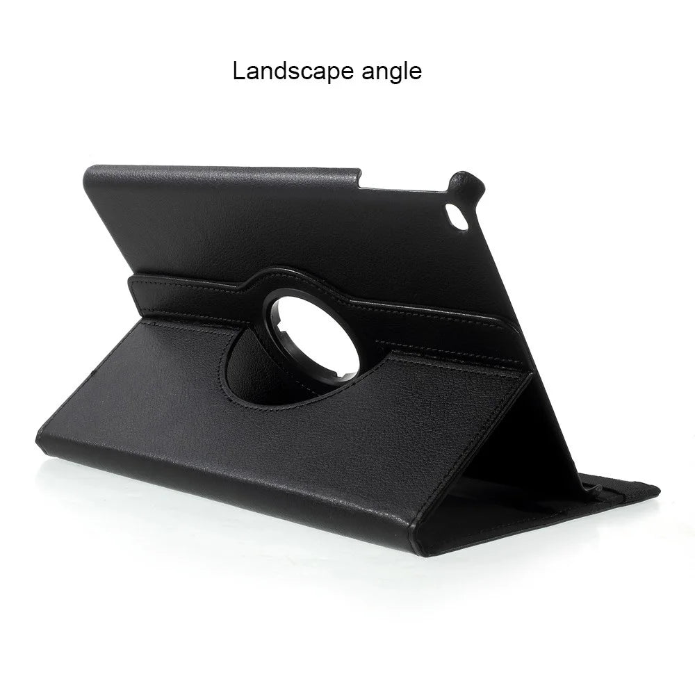 Leather Cover for iPad 9.7 (2018) / 9.7 (2017) / Air 2 / Air (2013) Rotary Stand Tablet Case with Elastic Band - Black - 2