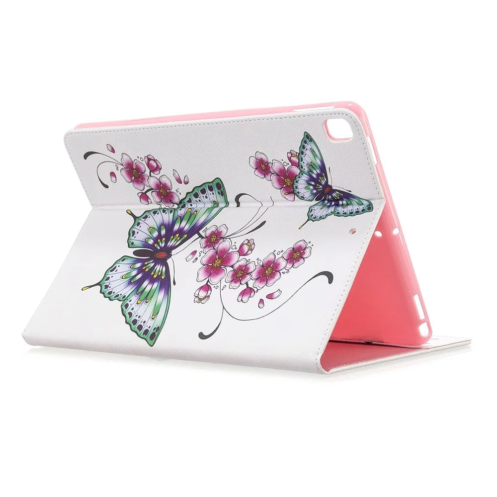 Pattern Printing PU Leather Wallet Cover Case for iPad Air 10.5 (2019) / Pro 10.5-inch (2017) - Butterflies and Flowers - 4